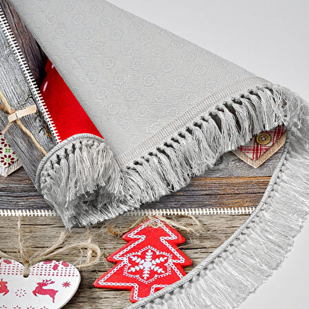 Alanur Home Yılbaşına Özel Keçe Dijital Yıkanabilir Yuvarlak Halı Chr14M