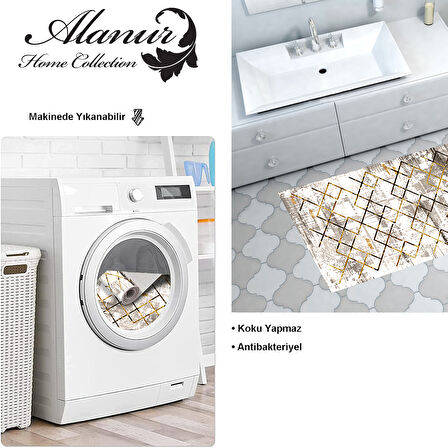 Dekoreko Kaymaz Taban Djt Banyo Halısı Trend Modern M5026