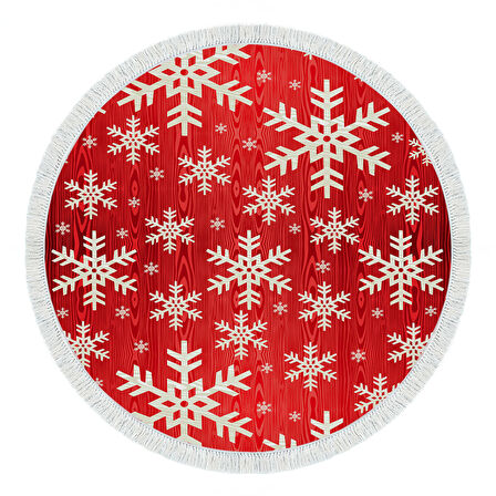 Alanur Home Yılbaşına Özel Pamuk Dijital Yıkanabilir Yuvarlak Halı Chr11M