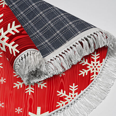 Alanur Home Yılbaşına Özel Pamuk Dijital Yıkanabilir Yuvarlak Halı Chr11M