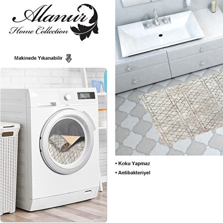 Dekoreko Kaymaz Taban Djt Banyo Halısı Yıldız Deri İskandinav F5079