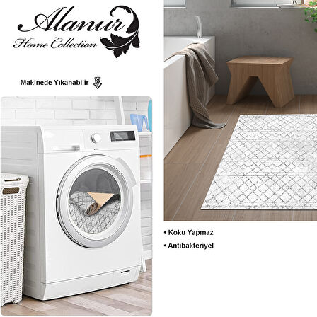 Dekoreko Kaymaz Taban Djt Banyo Halısı Yıldız Deri İskandinav F5079