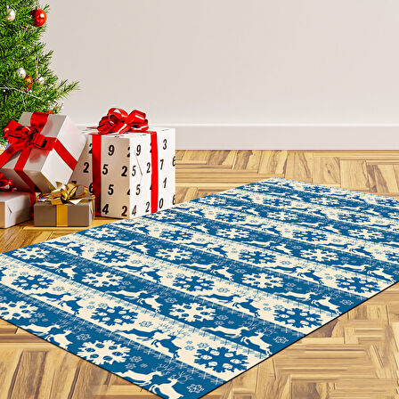 Alanur Home Yılbaşına Özel Keçe Dijital Yıkanabilir Halı Chr5M