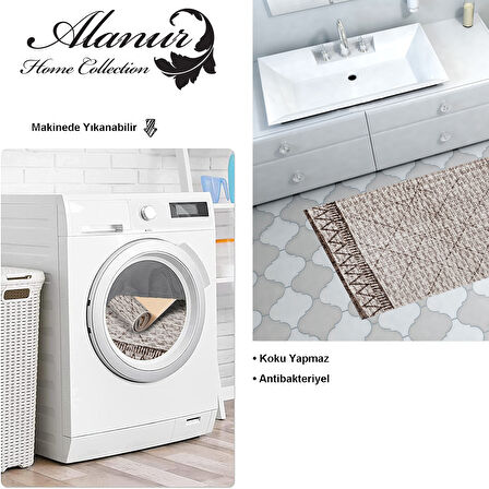 Dekoreko Kaymaz Taban Djt Banyo Halısı Yıldız Deri İskandinav F5081