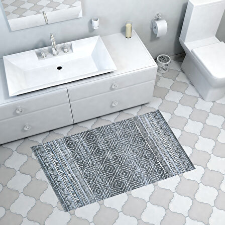 Dekoreko Kaymaz Taban Djt Banyo Halısı Yıldız Deri İskandinav F5087