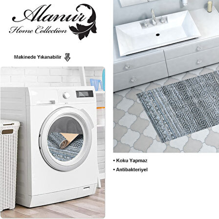 Dekoreko Kaymaz Taban Djt Banyo Halısı Yıldız Deri İskandinav F5087