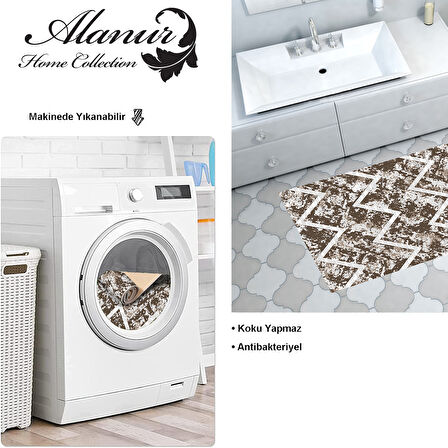 Dekoreko Kaymaz Taban Djt Banyo Halısı Yıldız Deri İskandinav F5128