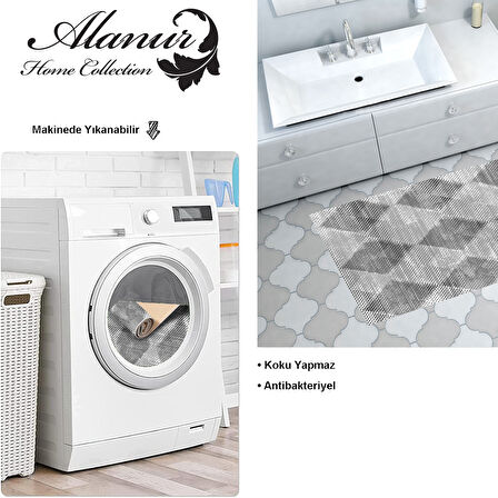 Dekoreko Kaymaz Taban Djt Banyo Halısı Yıldız Deri İskandinav F5131