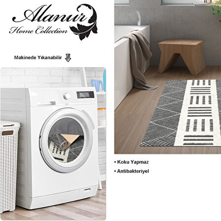 Dekoreko Kaymaz Taban Djt Banyo Halısı Yıldız Deri İskandinav M1282