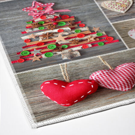 Alanur Home Yılbaşına Özel Pamuk Dijital Yıkanabilir Halı Chr14M