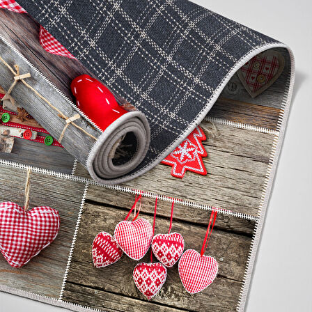 Alanur Home Yılbaşına Özel Pamuk Dijital Yıkanabilir Halı Chr14M