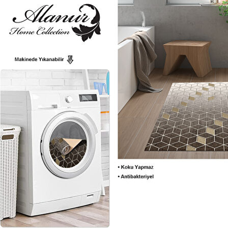 Dekoreko Kaymaz Taban Djt Banyo Halısı Yıldız Deri Modern 719
