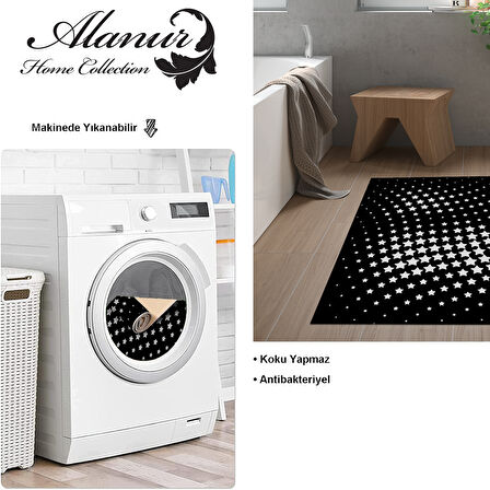Dekoreko Kaymaz Taban Djt Banyo Halısı Yıldız Deri Modern 723