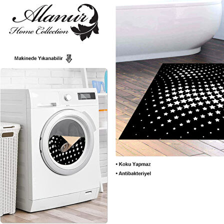 Dekoreko Kaymaz Taban Djt Banyo Halısı Yıldız Deri Modern 723