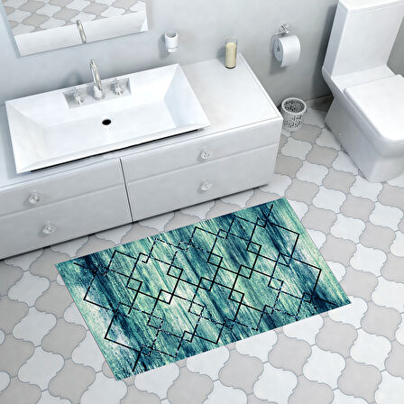 Dekoreko Kaymaz Taban Djt Banyo Halısı Yıldız Deri Modern M5006