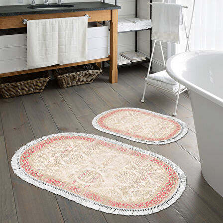 Eko Trend Djt 2 Li Yıkanabilir Kaymaz Taban Oval Banyo Paspas Klozet Takımı 1376 Klasik