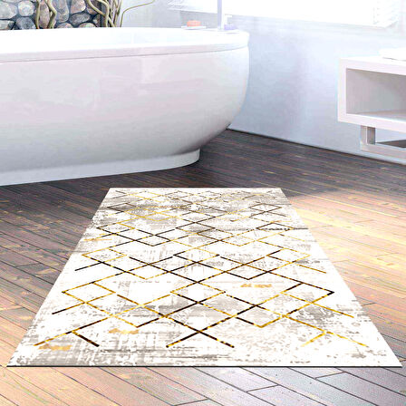 Dekoreko Kaymaz Taban Djt Banyo Halısı Yıldız Deri Modern M5026