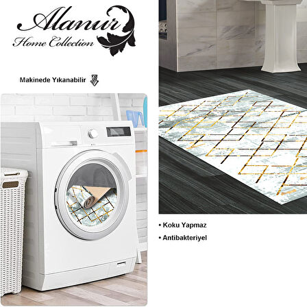Dekoreko Kaymaz Taban Djt Banyo Halısı Yıldız Deri Modern M5026