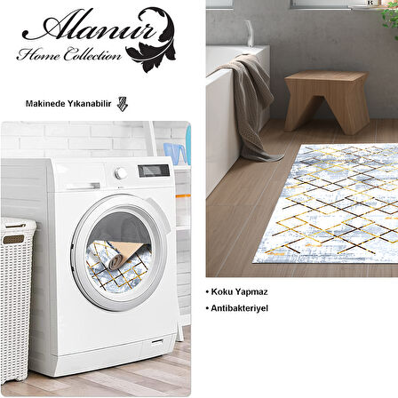 Dekoreko Kaymaz Taban Djt Banyo Halısı Yıldız Deri Modern M5026