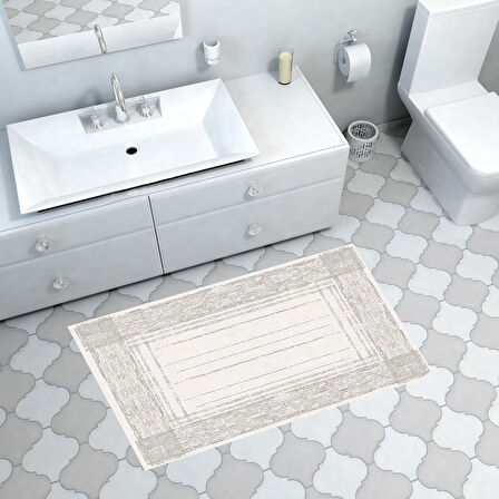 Dekoreko Kaymaz Taban Djt Banyo Halısı Yıldız Deri Modern M5076