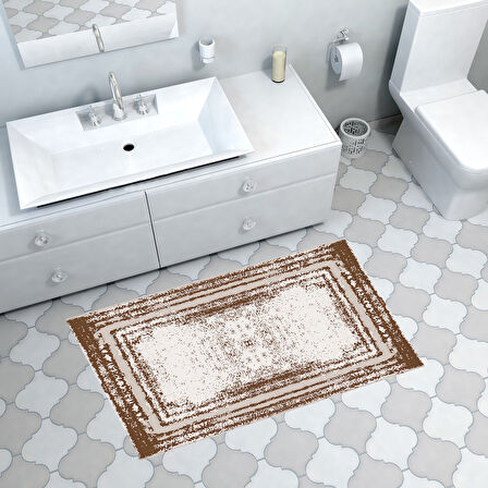 Dekoreko Kaymaz Taban Djt Banyo Halısı Yıldız Deri Modern M5132