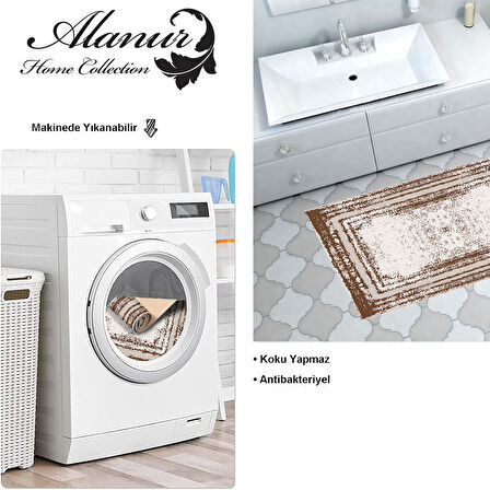 Dekoreko Kaymaz Taban Djt Banyo Halısı Yıldız Deri Modern M5132