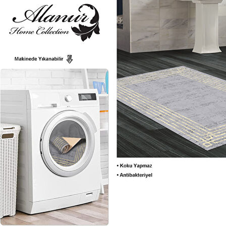 Dekoreko Kaymaz Taban Djt Banyo Halısı Yıldız Deri Modern M5142