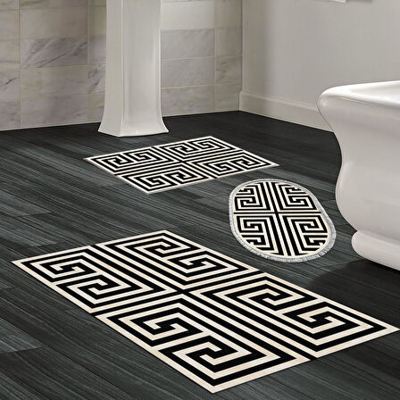 Eko Trend Djt 3 Lü Yıkanabilir Kaymaz Taban Banyo Paspas Seti 658M Modern