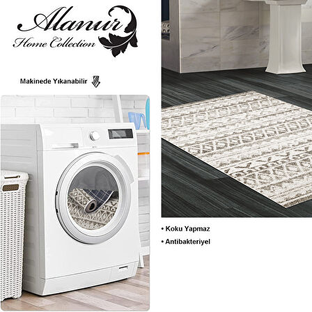 Dekoreko Kaymaz Taban Djt Banyo Halısı Star Pamuk İskandinav F5078