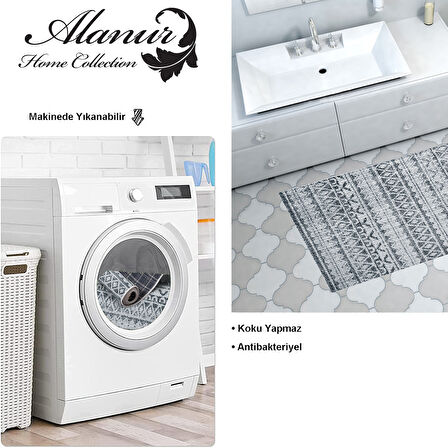 Dekoreko Kaymaz Taban Djt Banyo Halısı Star Pamuk İskandinav F5078