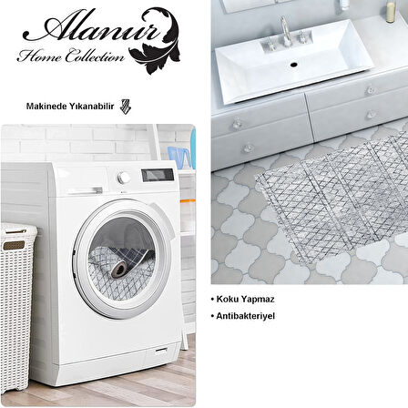 Dekoreko Kaymaz Taban Djt Banyo Halısı Star Pamuk İskandinav F5079