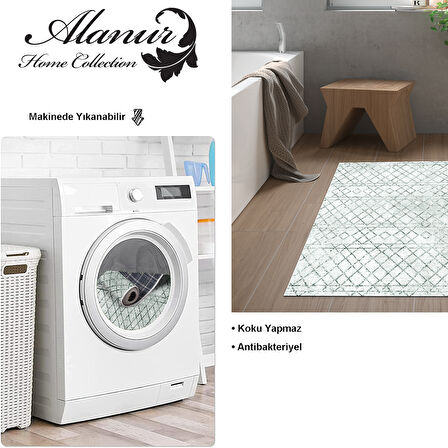 Dekoreko Kaymaz Taban Djt Banyo Halısı Star Pamuk İskandinav F5079