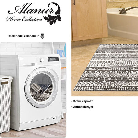 Dekoreko Kaymaz Taban Djt Banyo Halısı Star Pamuk İskandinav F5080 Silver