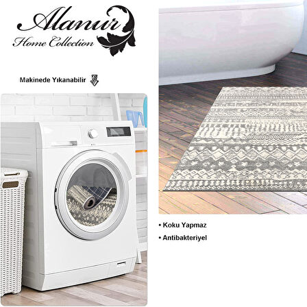 Dekoreko Kaymaz Taban Djt Banyo Halısı Star Pamuk İskandinav F5080 Silver