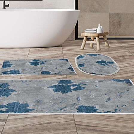 Eko Trend Djt 3 Lü Yıkanabilir Kaymaz Taban Banyo Paspas Seti 660M Suluboya