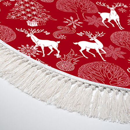 Alanur Home Yılbaşına Özel Pamuk Dijital Yıkanabilir Oval Halı Chr3M