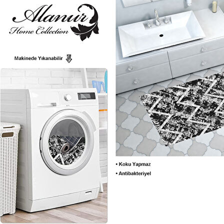 Dekoreko Kaymaz Taban Djt Banyo Halısı Star Pamuk İskandinav F5128