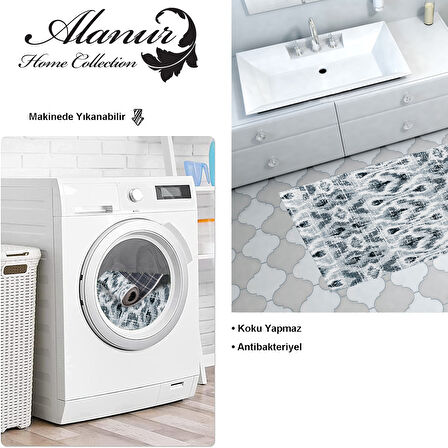 Dekoreko Kaymaz Taban Djt Banyo Halısı Star Pamuk İskandinav F5136