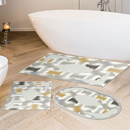 Eko Trend Djt 3 Lü Yıkanabilir Kaymaz Taban Banyo Paspas Seti S1030 Modern