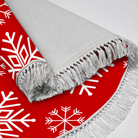 Alanur Home Yılbaşına Özel Keçe Dijital Yıkanabilir Yuvarlak Halı Chr17M