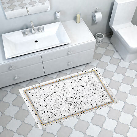 Dekoreko Kaymaz Taban Djt Banyo Halısı Star Pamuk Modern M12366