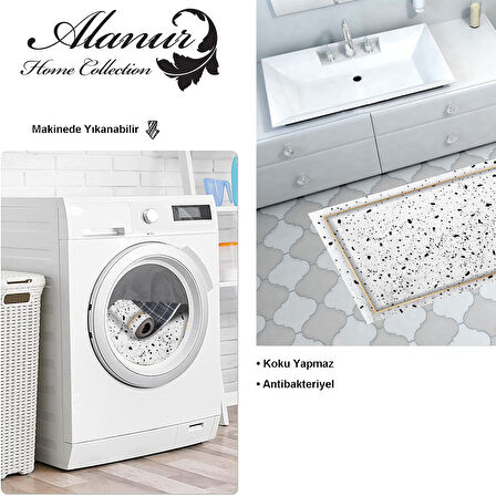 Dekoreko Kaymaz Taban Djt Banyo Halısı Star Pamuk Modern M12366