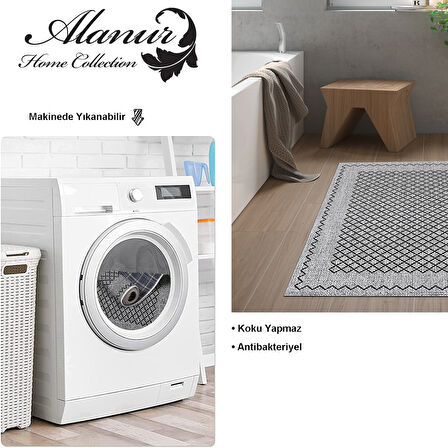 Dekoreko Kaymaz Taban Djt Banyo Halısı Star Pamuk Modern M5001