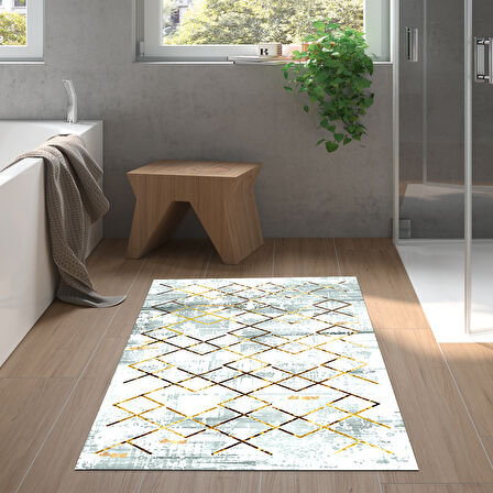 Dekoreko Kaymaz Taban Djt Banyo Halısı Star Pamuk Modern M5026