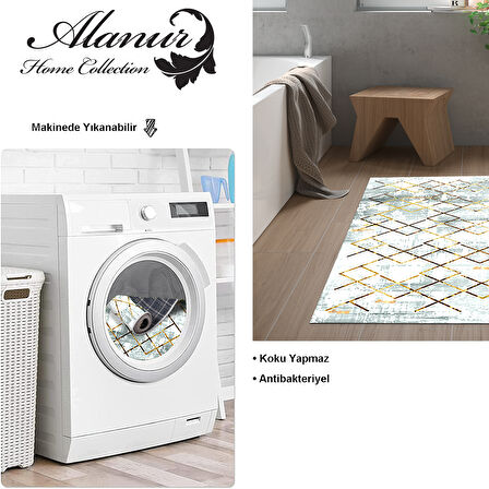 Dekoreko Kaymaz Taban Djt Banyo Halısı Star Pamuk Modern M5026