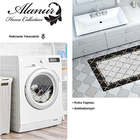 Dekoreko Kaymaz Taban Djt Banyo Halısı Star Pamuk Modern M5129