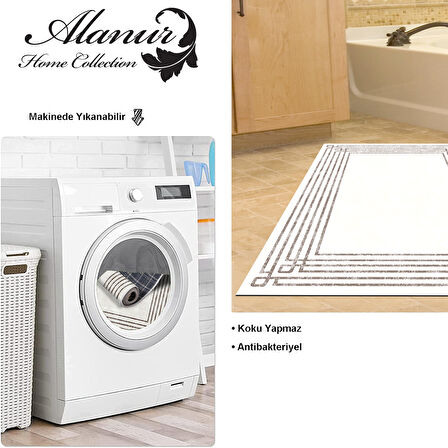 Dekoreko Kaymaz Taban Djt Banyo Halısı Star Pamuk Modern M5142