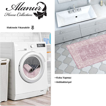 Dekoreko Kaymaz Taban Djt Banyo Halısı Star Pamuk Modern M5142