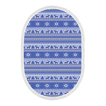 Alanur Home Yılbaşına Özel Keçe Dijital Yıkanabilir Oval Halı Chr9M