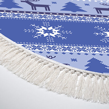 Alanur Home Yılbaşına Özel Keçe Dijital Yıkanabilir Oval Halı Chr9M